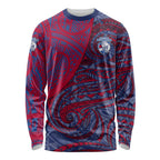 Custom Western Bulldogs Mascot Long Sleeve Shirt Polynesian Tribal Swirl Dynamic - Bulldog Football