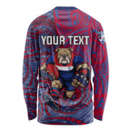 Custom Western Bulldogs Mascot Long Sleeve Shirt Polynesian Tribal Swirl Dynamic - Bulldog Football