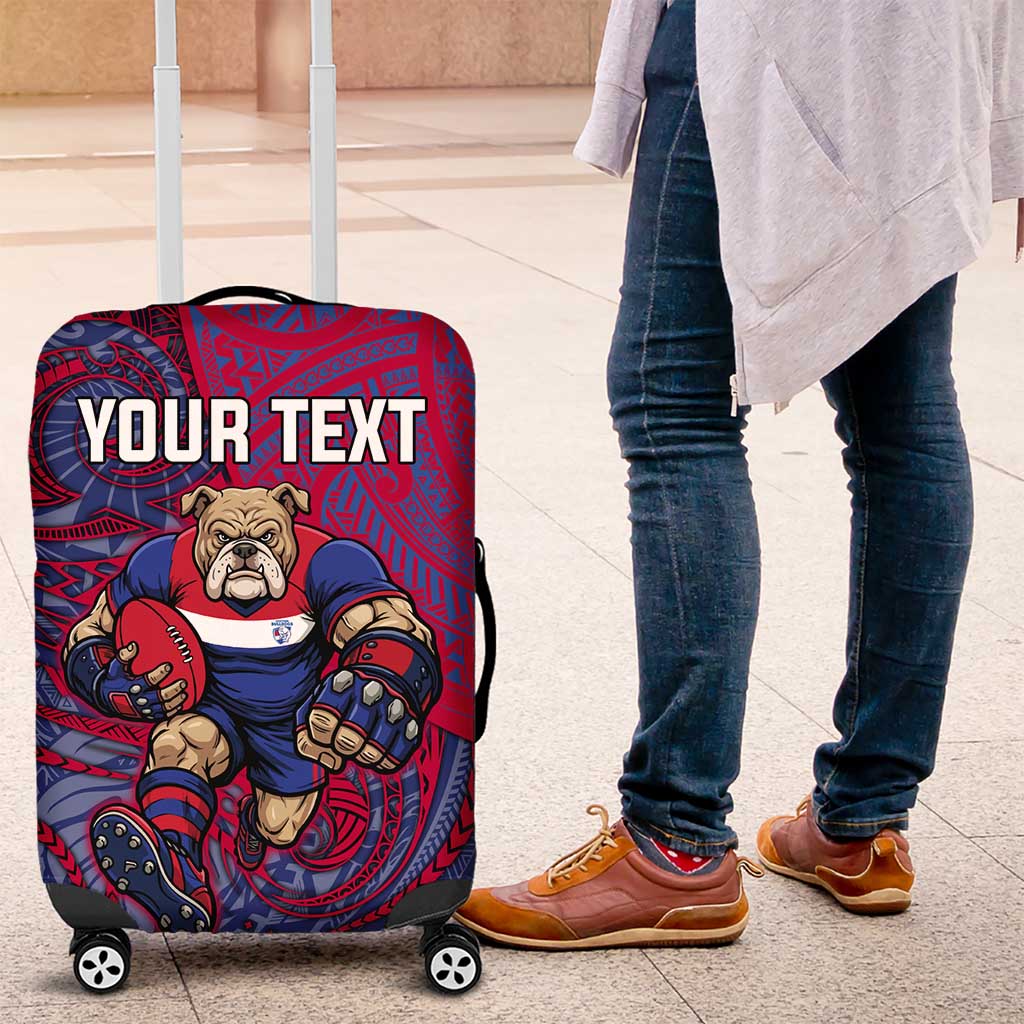 Custom Western Bulldogs Mascot Luggage Cover Polynesian Tribal Swirl Dynamic - Bulldog Football