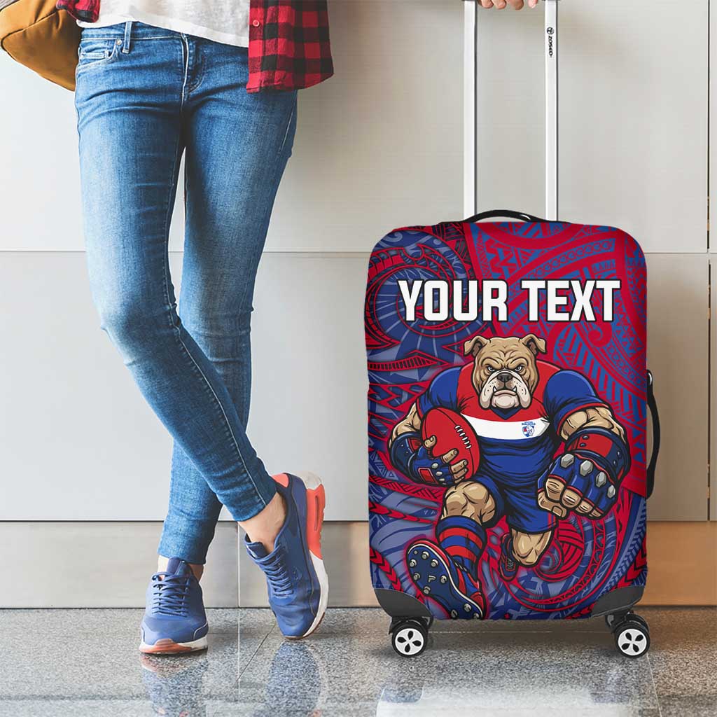 Custom Western Bulldogs Mascot Luggage Cover Polynesian Tribal Swirl Dynamic - Bulldog Football