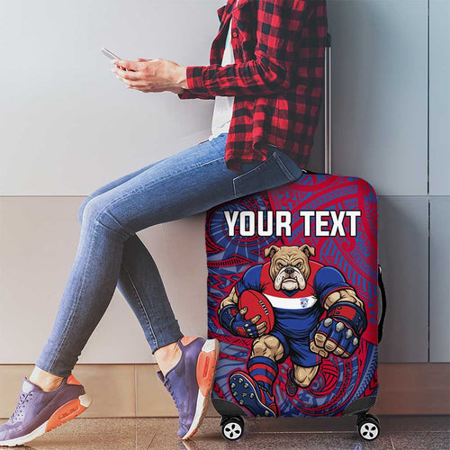 Custom Western Bulldogs Mascot Luggage Cover Polynesian Tribal Swirl Dynamic - Bulldog Football