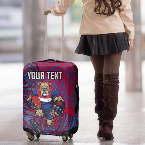 Custom Western Bulldogs Mascot Luggage Cover Polynesian Tribal Swirl Dynamic - Bulldog Football