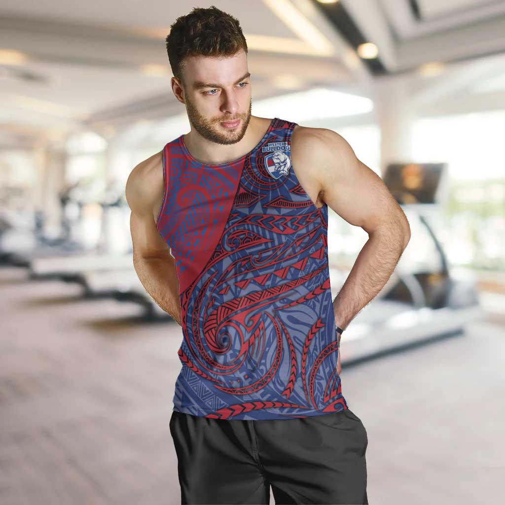 Custom Western Bulldogs Mascot Men Tank Top Polynesian Tribal Swirl Dynamic - Bulldog Football