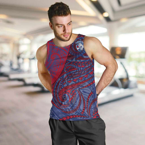 Custom Western Bulldogs Mascot Men Tank Top Polynesian Tribal Swirl Dynamic - Bulldog Football