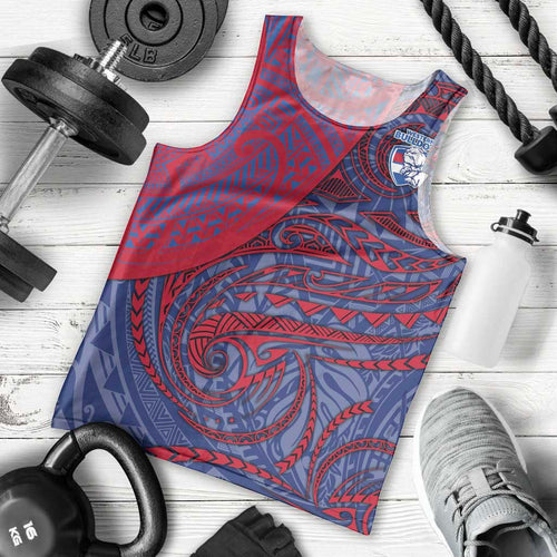 Custom Western Bulldogs Mascot Men Tank Top Polynesian Tribal Swirl Dynamic - Bulldog Football
