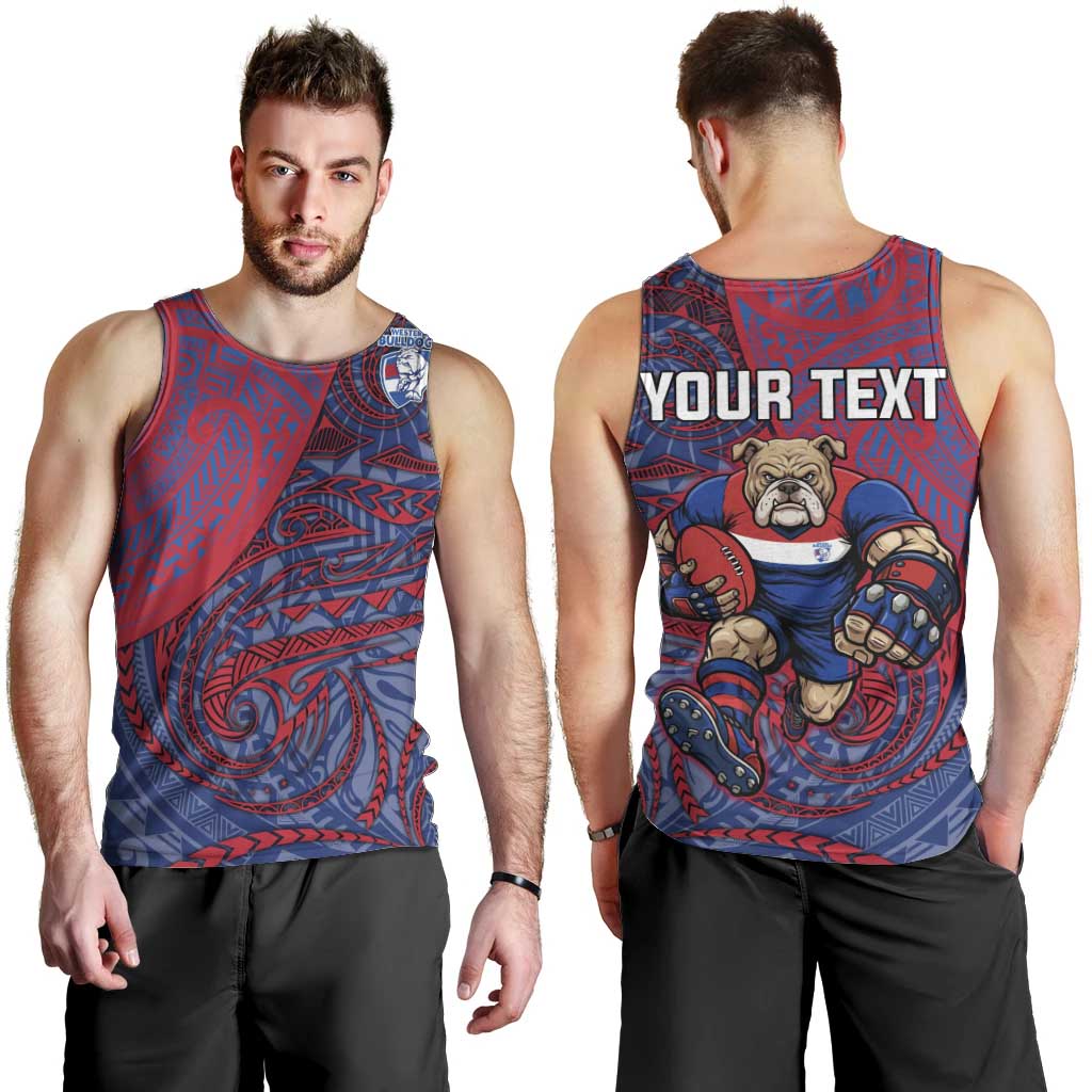 Custom Western Bulldogs Mascot Men Tank Top Polynesian Tribal Swirl Dynamic - Bulldog Football