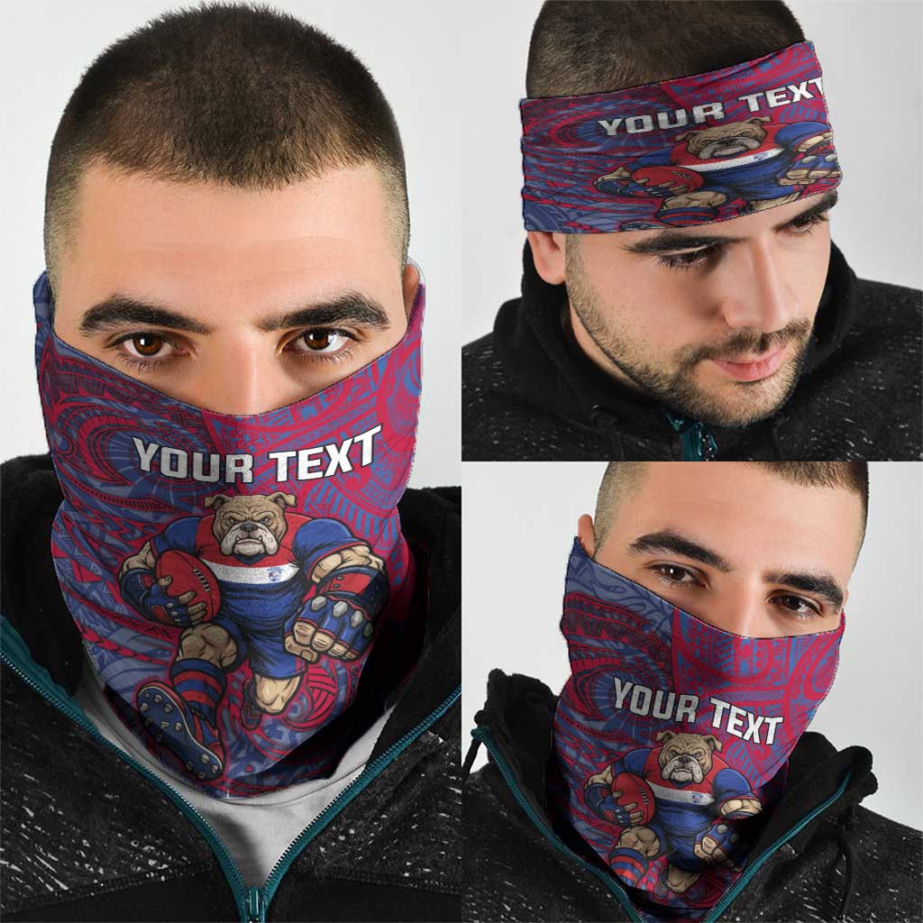 Custom Western Bulldogs Mascot Neck Gaiter Polynesian Tribal Swirl Dynamic - Bulldog Football