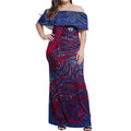 Custom Western Bulldogs Mascot Off Shoulder Maxi Dress Polynesian Tribal Swirl Dynamic - Bulldog Football