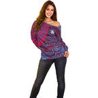 Custom Western Bulldogs Mascot Off Shoulder Sweater Polynesian Tribal Swirl Dynamic - Bulldog Football