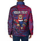 Custom Western Bulldogs Mascot Padded Jacket Polynesian Tribal Swirl Dynamic - Bulldog Football