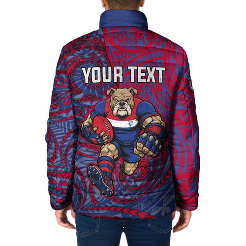 Custom Western Bulldogs Mascot Padded Jacket Polynesian Tribal Swirl Dynamic - Bulldog Football