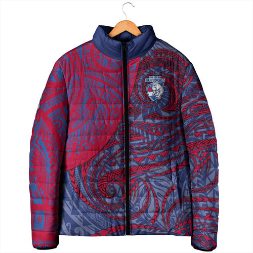 Custom Western Bulldogs Mascot Padded Jacket Polynesian Tribal Swirl Dynamic - Bulldog Football