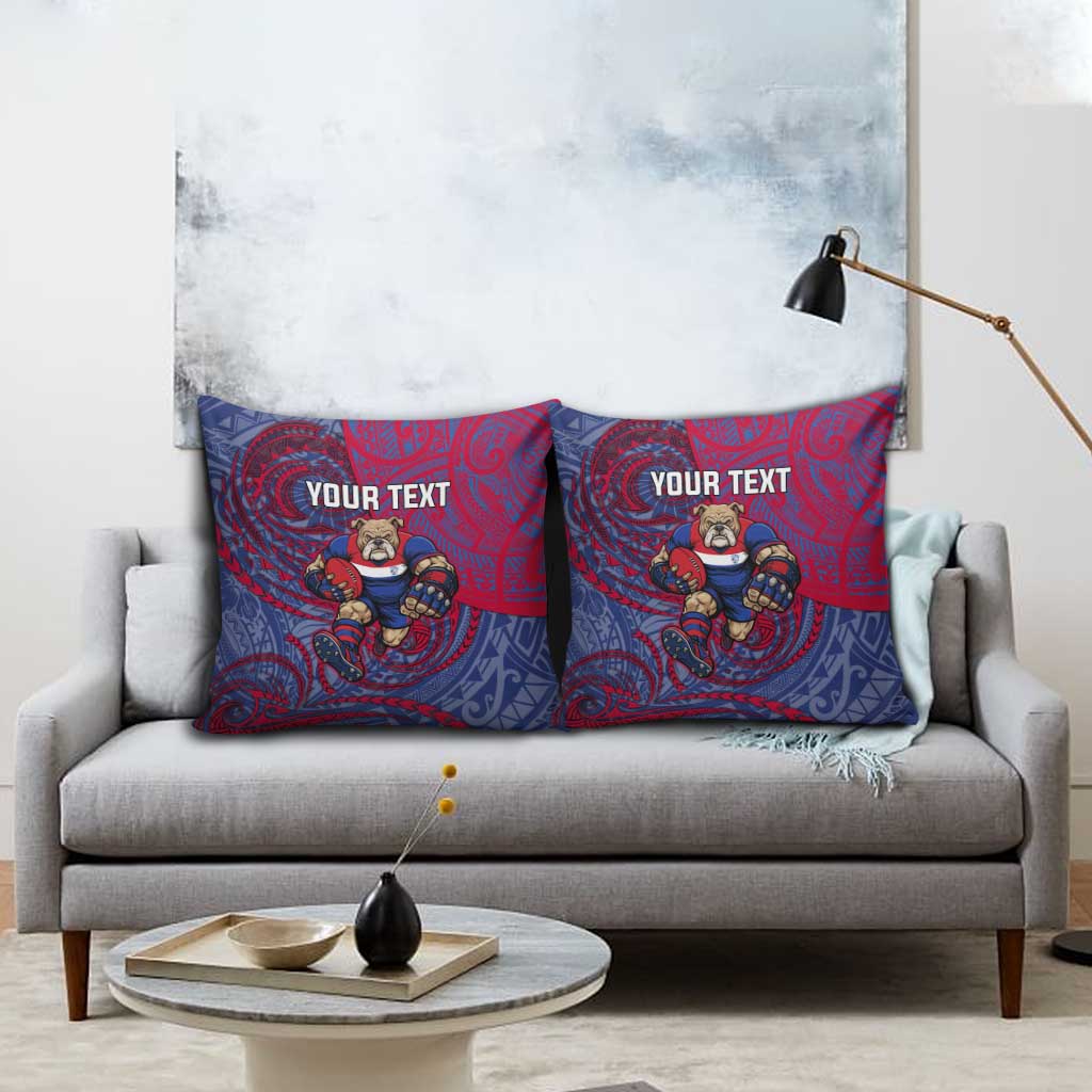 Custom Western Bulldogs Mascot Pillow Cover Polynesian Tribal Swirl Dynamic - Bulldog Football