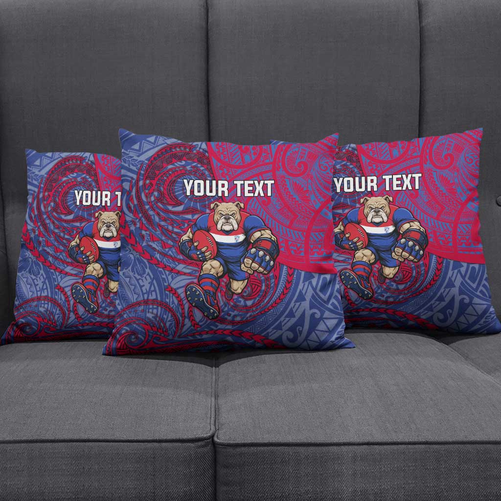Custom Western Bulldogs Mascot Pillow Cover Polynesian Tribal Swirl Dynamic - Bulldog Football