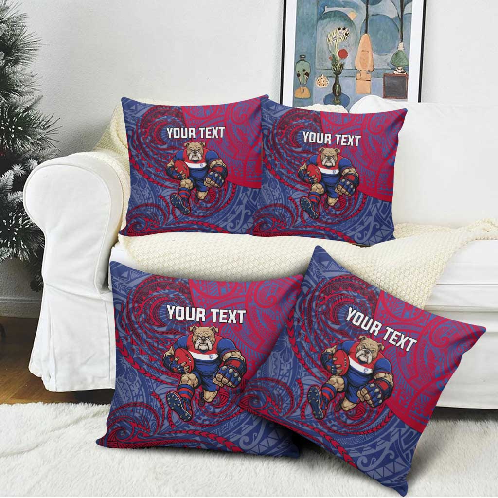 Custom Western Bulldogs Mascot Pillow Cover Polynesian Tribal Swirl Dynamic - Bulldog Football