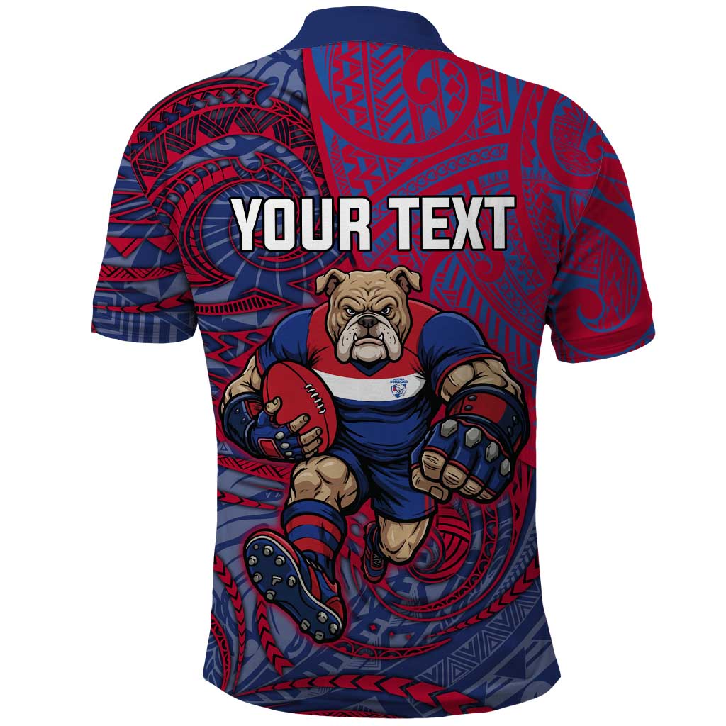 Custom Western Bulldogs Mascot Polo Shirt Polynesian Tribal Swirl Dynamic - Bulldog Football