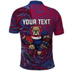 Custom Western Bulldogs Mascot Polo Shirt Polynesian Tribal Swirl Dynamic - Bulldog Football