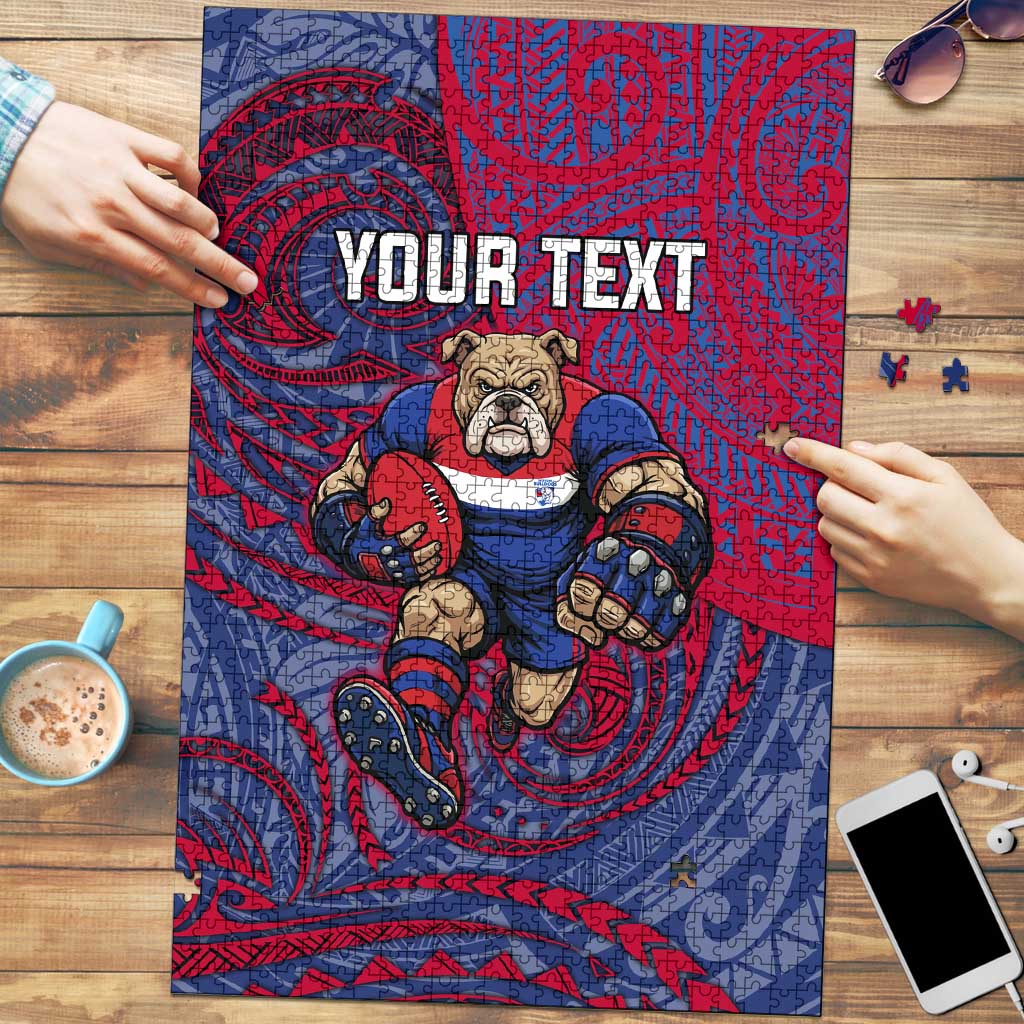 Custom Western Bulldogs Mascot Puzzle Polynesian Tribal Swirl Dynamic - Bulldog Football