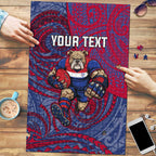 Custom Western Bulldogs Mascot Puzzle Polynesian Tribal Swirl Dynamic - Bulldog Football