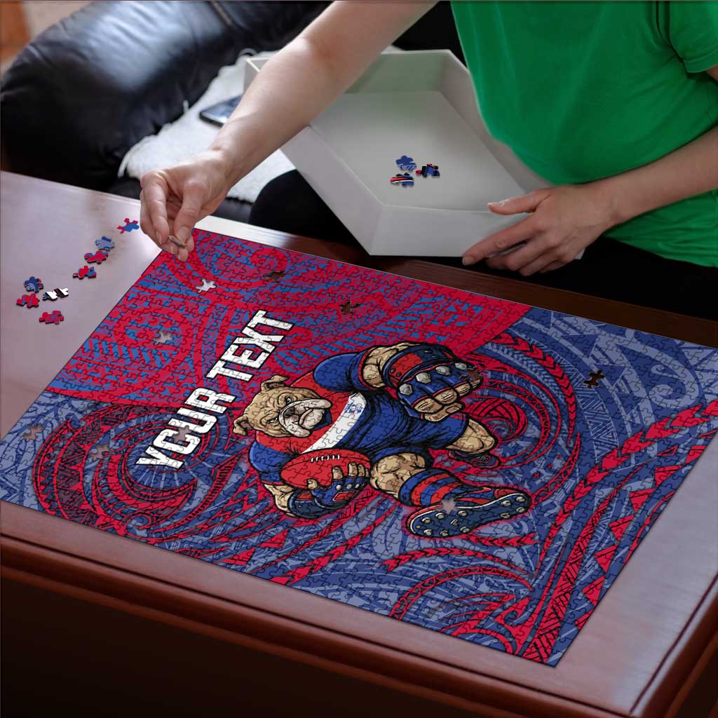 Custom Western Bulldogs Mascot Puzzle Polynesian Tribal Swirl Dynamic - Bulldog Football