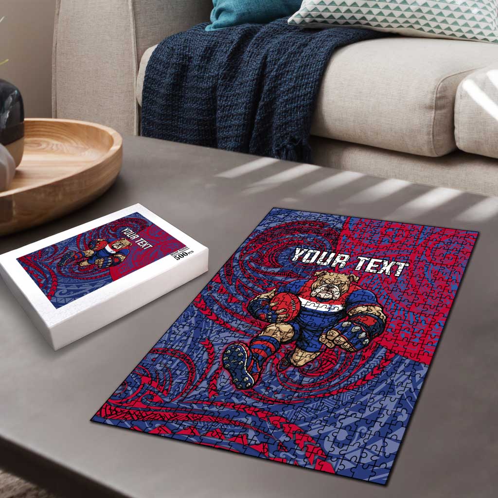 Custom Western Bulldogs Mascot Puzzle Polynesian Tribal Swirl Dynamic - Bulldog Football