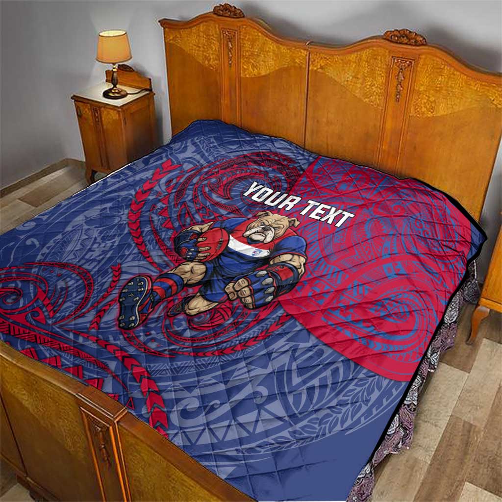 Custom Western Bulldogs Mascot Quilt Polynesian Tribal Swirl Dynamic - Bulldog Football