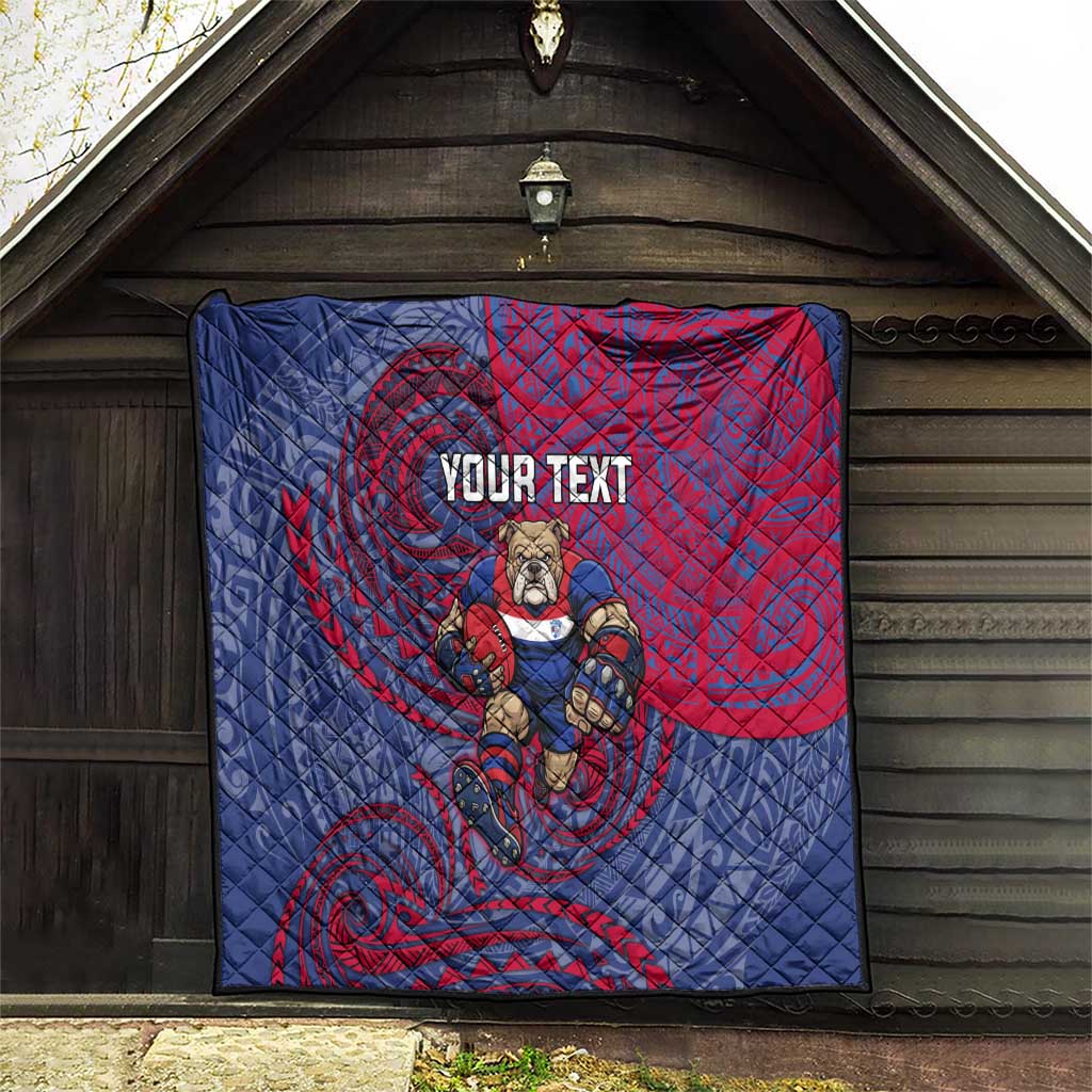 Custom Western Bulldogs Mascot Quilt Polynesian Tribal Swirl Dynamic - Bulldog Football