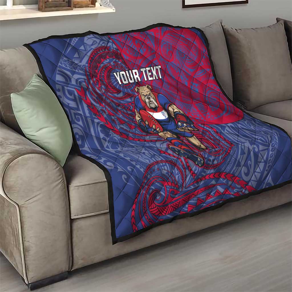 Custom Western Bulldogs Mascot Quilt Polynesian Tribal Swirl Dynamic - Bulldog Football
