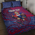 Custom Western Bulldogs Mascot Quilt Bed Set Polynesian Tribal Swirl Dynamic - Bulldog Football