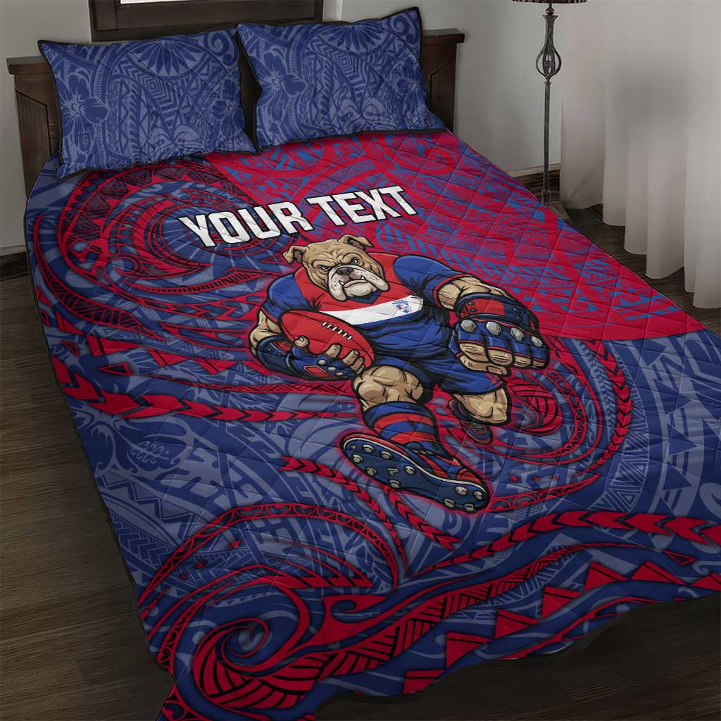Custom Western Bulldogs Mascot Quilt Bed Set Polynesian Tribal Swirl Dynamic - Bulldog Football