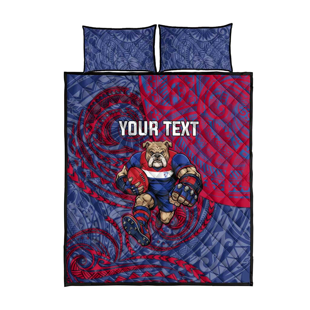 Custom Western Bulldogs Mascot Quilt Bed Set Polynesian Tribal Swirl Dynamic - Bulldog Football