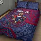 Custom Western Bulldogs Mascot Quilt Bed Set Polynesian Tribal Swirl Dynamic - Bulldog Football