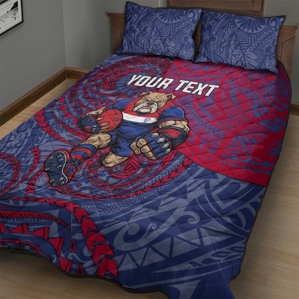 Custom Western Bulldogs Mascot Quilt Bed Set Polynesian Tribal Swirl Dynamic - Bulldog Football