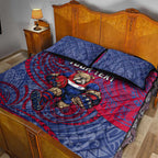 Custom Western Bulldogs Mascot Quilt Bed Set Polynesian Tribal Swirl Dynamic - Bulldog Football