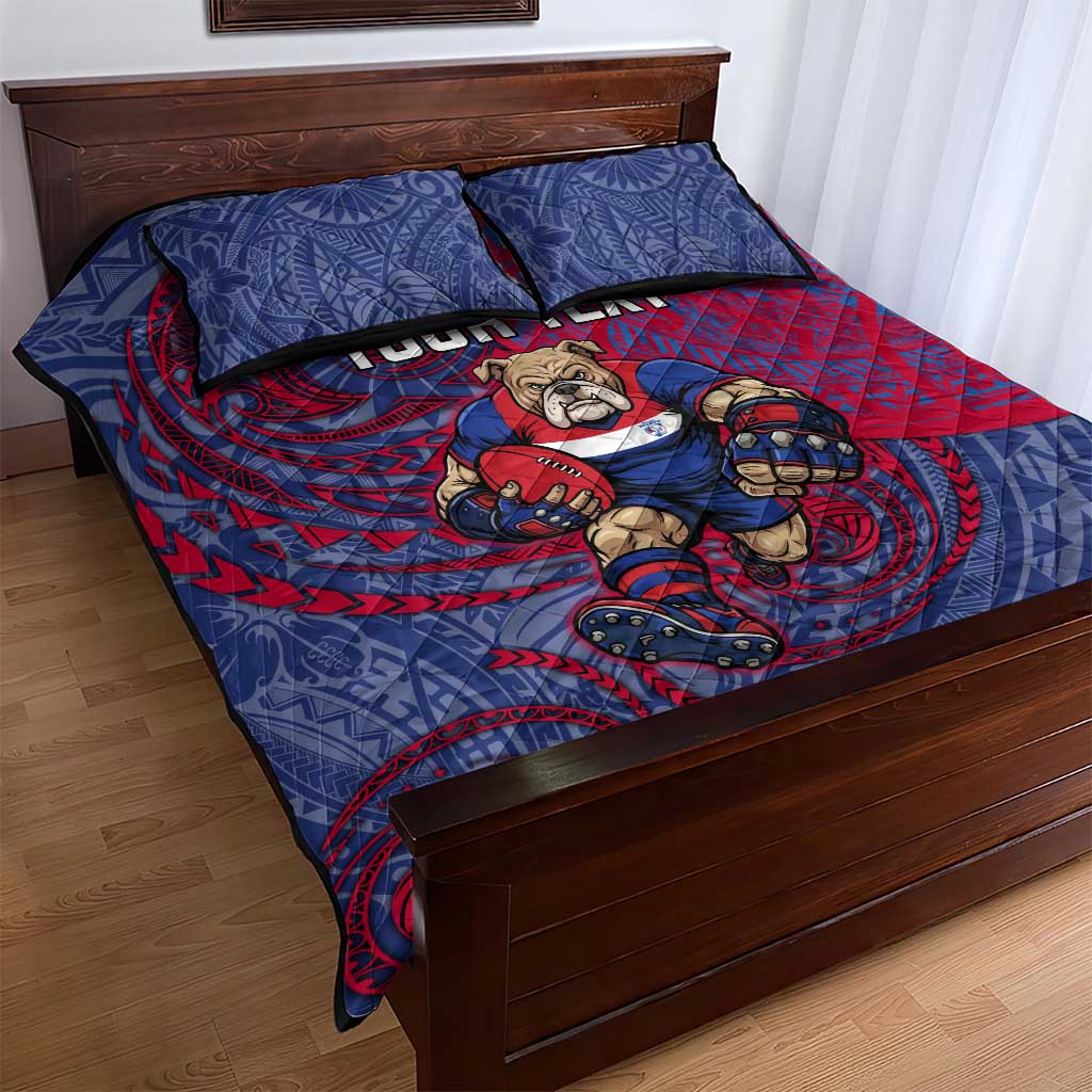 Custom Western Bulldogs Mascot Quilt Bed Set Polynesian Tribal Swirl Dynamic - Bulldog Football
