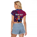 Custom Western Bulldogs Mascot Raglan Cropped T Shirt Polynesian Tribal Swirl Dynamic - Bulldog Football