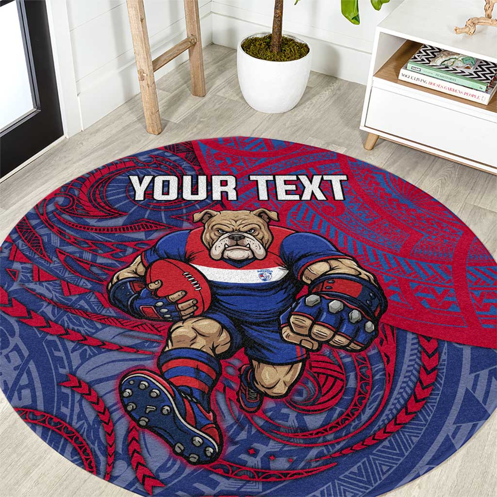 Custom Western Bulldogs Mascot Round Carpet Polynesian Tribal Swirl Dynamic - Bulldog Football
