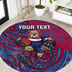 Custom Western Bulldogs Mascot Round Carpet Polynesian Tribal Swirl Dynamic - Bulldog Football