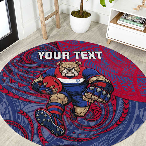 Custom Western Bulldogs Mascot Round Carpet Polynesian Tribal Swirl Dynamic - Bulldog Football