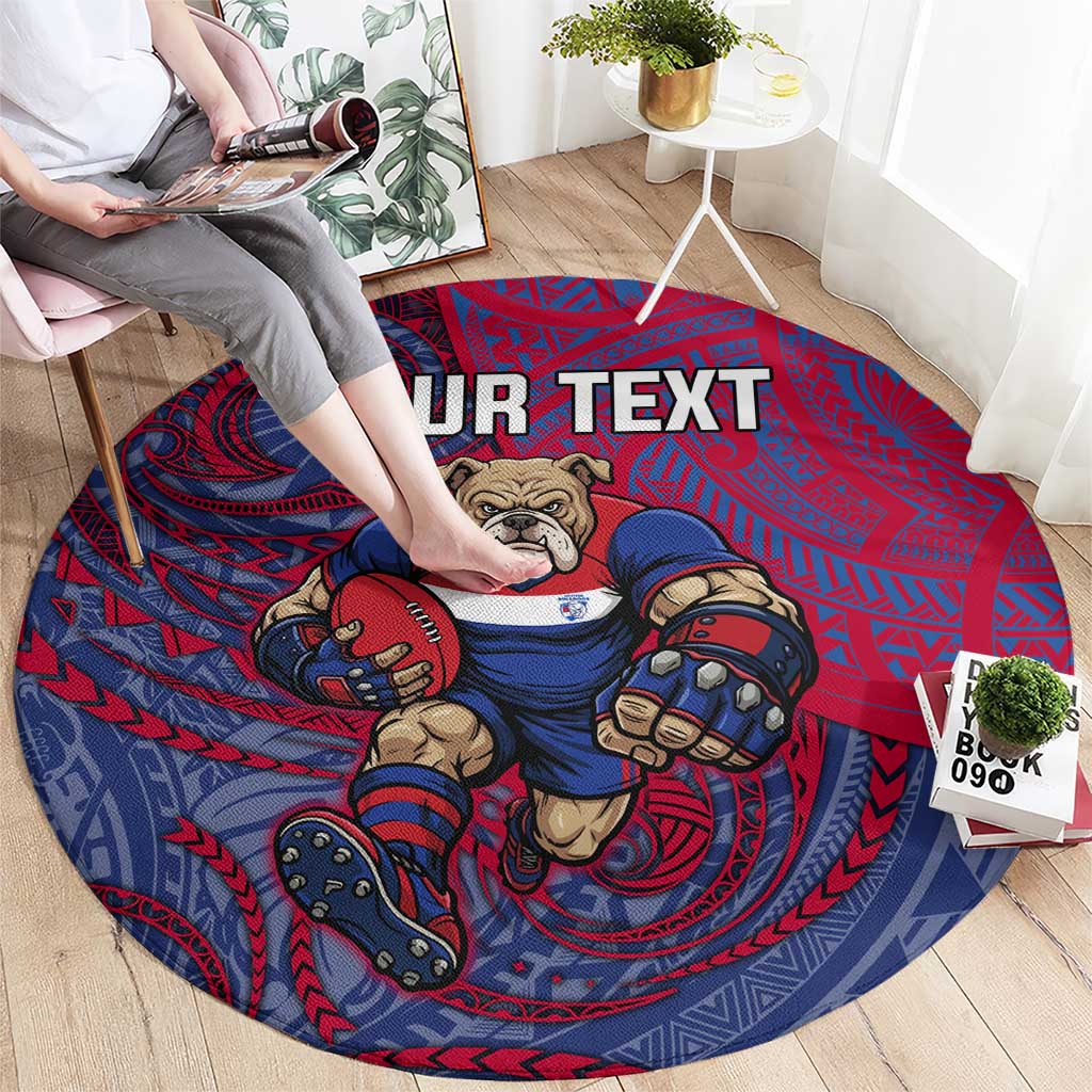 Custom Western Bulldogs Mascot Round Carpet Polynesian Tribal Swirl Dynamic - Bulldog Football