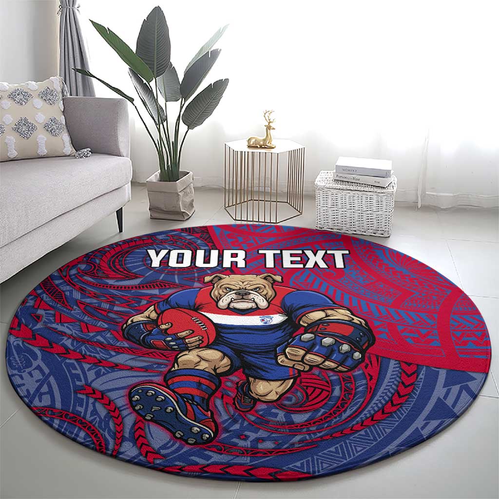 Custom Western Bulldogs Mascot Round Carpet Polynesian Tribal Swirl Dynamic - Bulldog Football