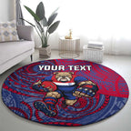 Custom Western Bulldogs Mascot Round Carpet Polynesian Tribal Swirl Dynamic - Bulldog Football