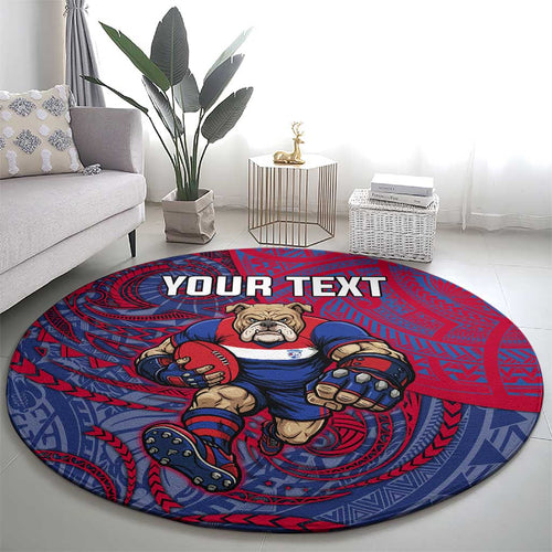 Custom Western Bulldogs Mascot Round Carpet Polynesian Tribal Swirl Dynamic - Bulldog Football