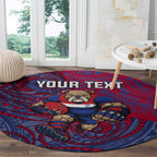 Custom Western Bulldogs Mascot Round Carpet Polynesian Tribal Swirl Dynamic - Bulldog Football