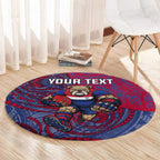 Custom Western Bulldogs Mascot Round Carpet Polynesian Tribal Swirl Dynamic - Bulldog Football