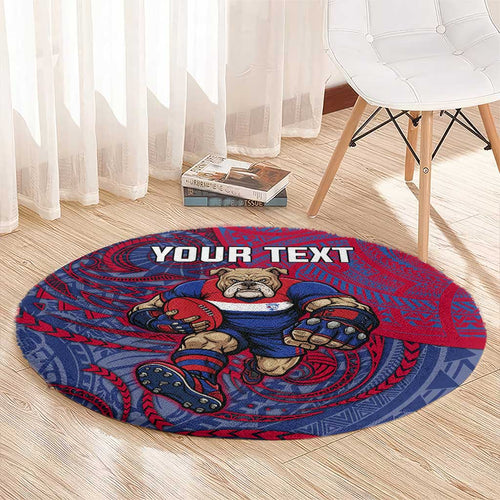 Custom Western Bulldogs Mascot Round Carpet Polynesian Tribal Swirl Dynamic - Bulldog Football