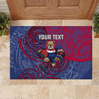 Custom Western Bulldogs Mascot Rubber Doormat Polynesian Tribal Swirl Dynamic - Bulldog Football