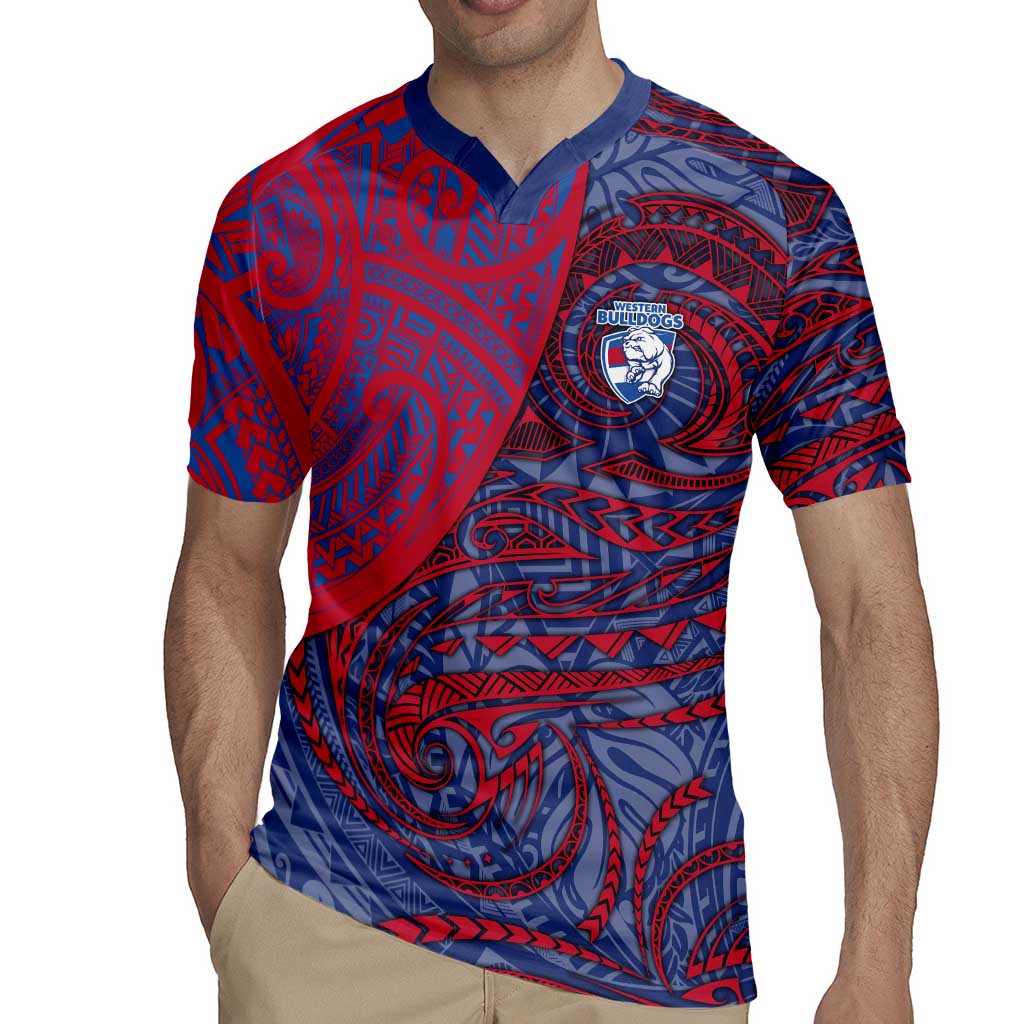 Custom Western Bulldogs Mascot Rugby Jersey Polynesian Tribal Swirl Dynamic - Bulldog Football