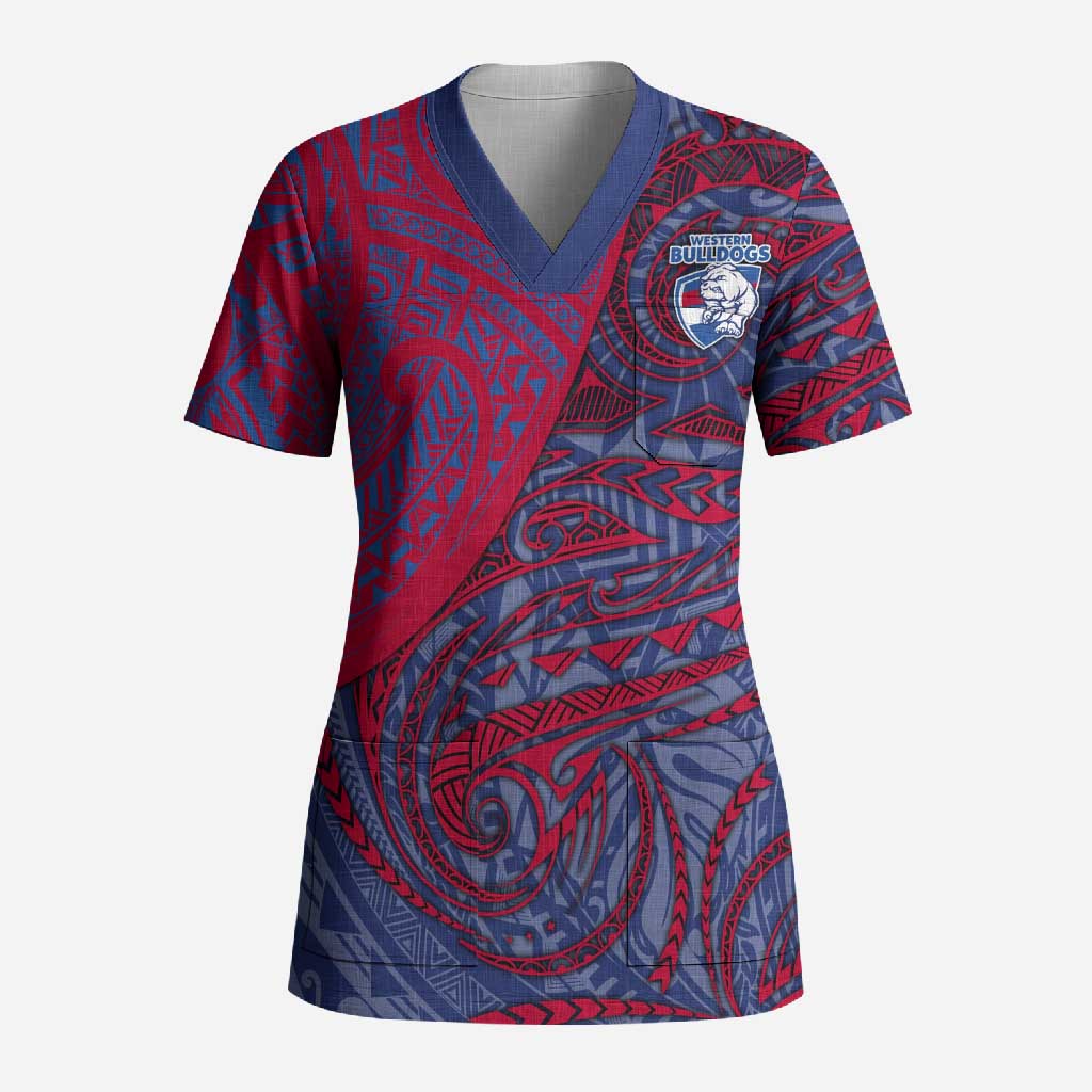 Custom Western Bulldogs Mascot Scrub Top Polynesian Tribal Swirl Dynamic - Bulldog Football