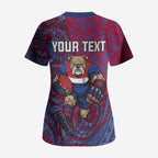 Custom Western Bulldogs Mascot Scrub Top Polynesian Tribal Swirl Dynamic - Bulldog Football